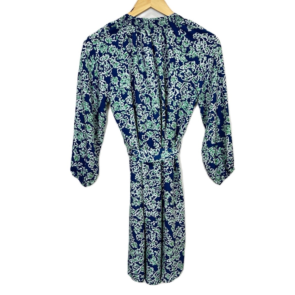 Anthropologie Maeve Blue Floral Belted Long Sleeve Dress Women’s Medium NWOT - Picture 2 of 5